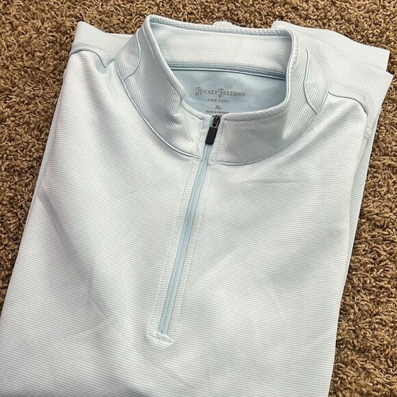 Hickey Freeman‎ Golf Light Blue Quarter Zip Long Sleeve Shirt Size XL Light Blue - Picture 9 of 10